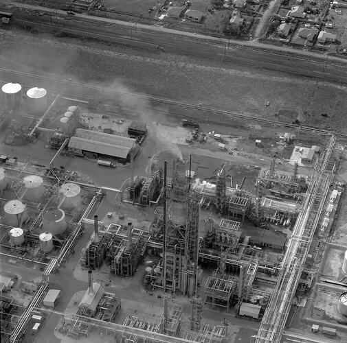 Negative - Aerial View of Cracking Tower at Altona Refinery, Victoria, Apr 1961