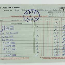 Savings Passbook - State Savings Bank of Victoria, Mrs Wilma J Morter, 1965-1967