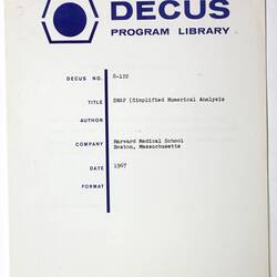 Program Library - DECUS, No. 8-122, 1967