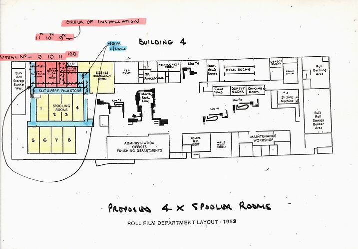 Plan - Kodak Australasia Pty Ltd, 'Proposed 4 x Spooler Rooms', Coburg, circa 1987