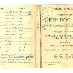 Program - 'Sheep Dog Trial', Nathalia, Victoria