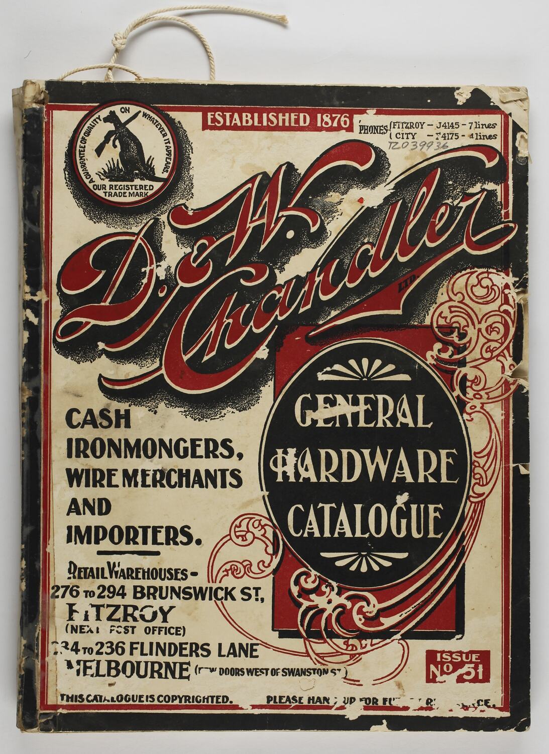 Product Catalogue D & W Chandler Ltd, 'General Hardware Catalogue', 1939