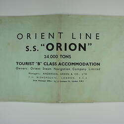 Ship Plan -  R.M.S. Orion, 1955-1956