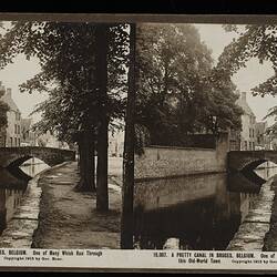 Stereograph - 'A Pretty Canal in Bruges, Belgium', circa 1910