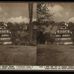 Stereograph - 'A Swiss Home With its Numerous Windows', 1912