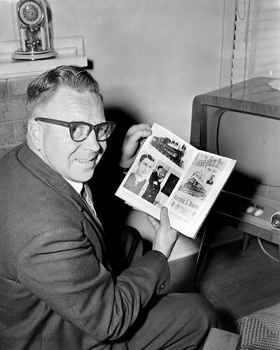 Southdown Press, Man Holding a Book, Glen Waverley, Victoria, 20 Oct 1959