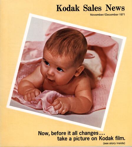 Magazine cover featuring a photograph of a baby.