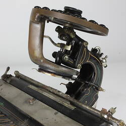 Detail of the mechanism of an old typewriter.