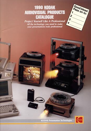Cover page with photograph of audiovisual equipment.