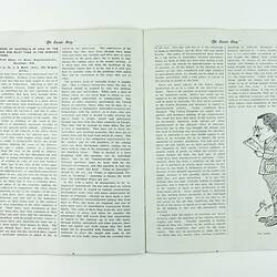Open booklet pages 14 and 15 with cartoon and text.