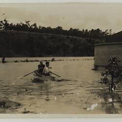 Photograph - Kodak Australasia Pty Ltd, Employees Rowing Boat in Yarra River Flood, Abbotsford, Victoria, 1934
