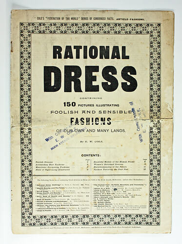 Cover of printed booklet with extensive text.