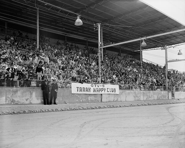 General Television Corporation Pty Ltd, Crowd in Grandstand, Melbourne Showgrounds, Flemington, Victoria, Nov 1958