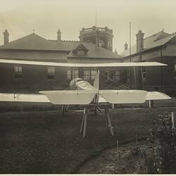 Photograph - Rear View of Basil Watson's Biplane on the Rear Lawn Outside 'Foilacleugh', Elsternwick, Victoria, 1916