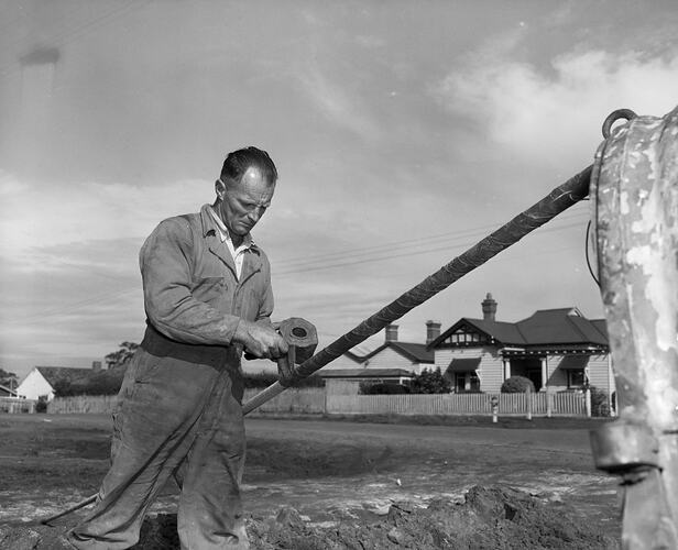 Worker on Construction Site, Melbourne, Victoria, 1956-1957