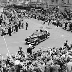 Negative - The Duke of Edinburgh in Olympic Parade, Bourke Street, Melbourne, Victoria, 1956
