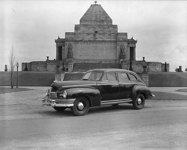 Motor Car at The Shrine of Remembrance, Melbourne, Victoria, Sep 1958