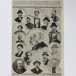 Front of postcard depicting portraits of men.
