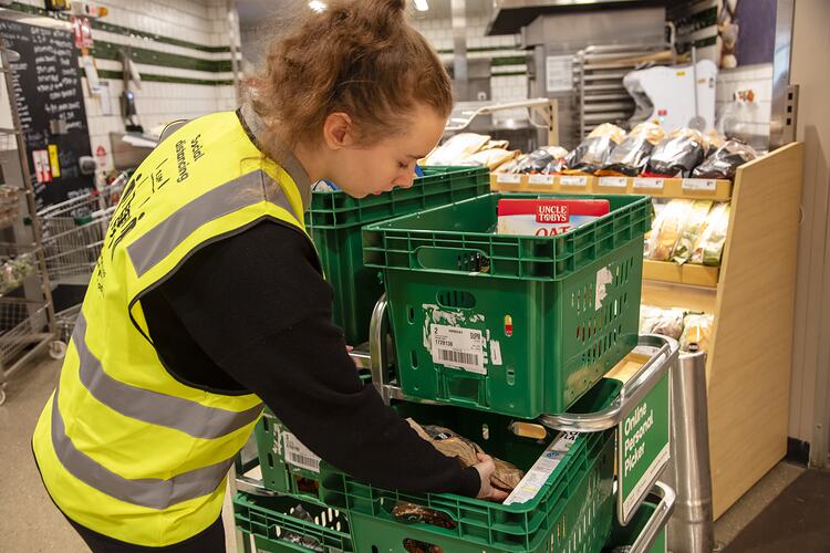 Online Picking Staff Member With Trolley, Woolworths, Blackburn South, 18 May 2020