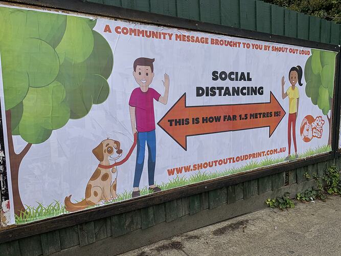 Billboard, Social Distancing, Moreland Road, Brunswick, 5 May 2020