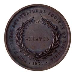 Medal - National Agricultural Society of Victoria Bronze Prize, 1883