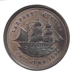 Medal - Jubilee of 'Larpent' Anchoring in Corio Bay, James Oddie, Geelong, Victoria, Australia, 1899