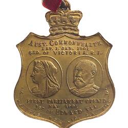 Medal - First Parliament, Schools, Victoria, Australia, 1901