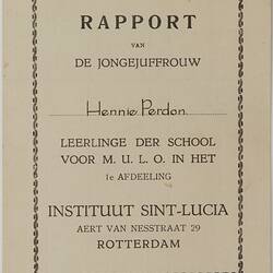 School Report - 'Rapport', Hendrika Perdon, Rotterdam, The Netherlands, 1945-46