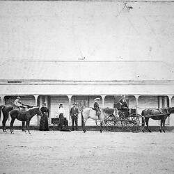Negative - Group Outside the Cherry Tree Hotel, Sarsfield, Victoria, circa 1895