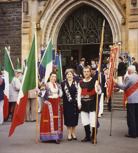 Iole Crovetti Marino & Daughter Loana, Wearing Sardinian Regional Dress, St Patrick's Cathedral, Melbourne, Jun 1996::