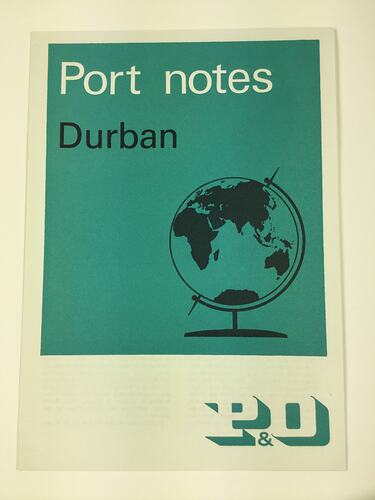 HT 54783, Booklet - Port Notes, Durban, SS Arcadia, 1967 (MIGRATION), Document, Registered