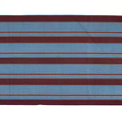 Fabric Remnant - Polished Cotton, Brown with Blue & White Stripe, circa 1950-1970