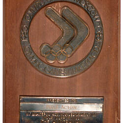 Plaque - Australian Olympic Games Team Moscow & Lake Placid, Prue Acton, 1980