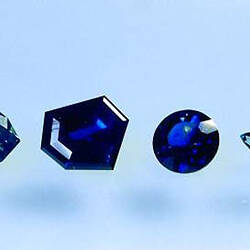 Six cut sapphires in various shapes and colours.