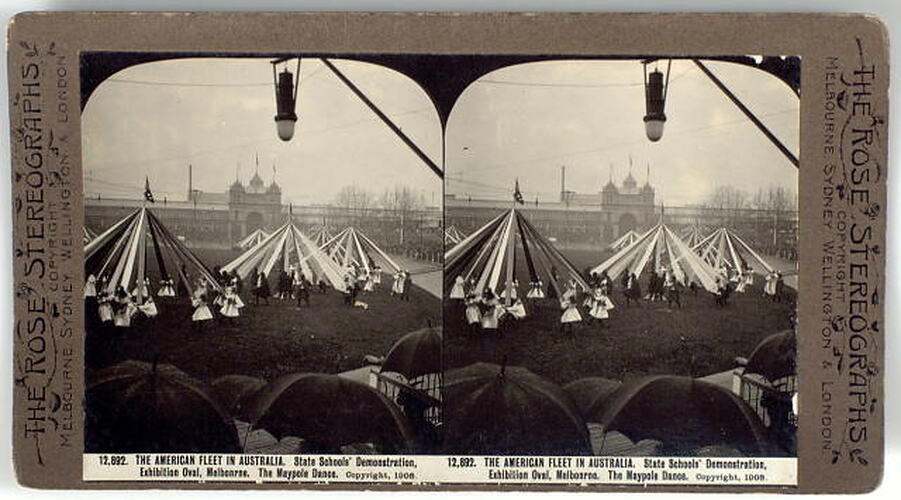 Stereograph - The American Fleet in Australia, Maypole Dance (Photographs)