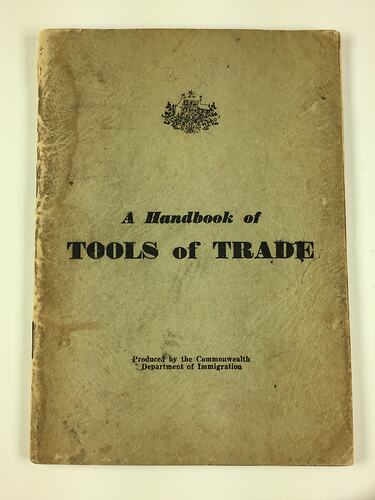 Cover of booklet, white with black printing.