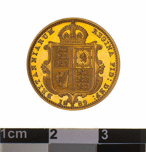 Proof Coin - Half Sovereign, Victoria, Australia, 1889, photographed by Museums Victoria