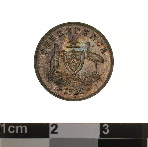 Specimen Coin - Threepence, Australia, 1920, photographed by Museums Victoria