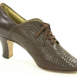 Shoe - Paragon, Semi-Oxford Brown Lace-up, Left, 1920-1939