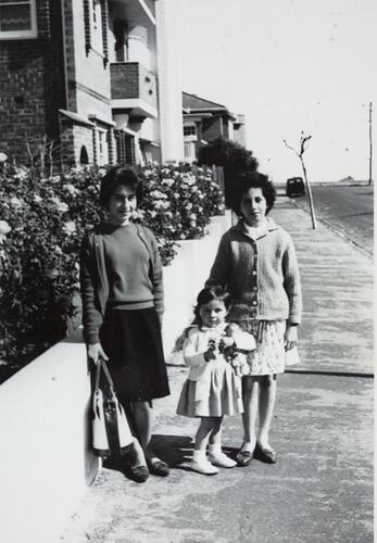 Digital Photograph - Three Girls Walking to the Beach, St Kilda, circa 1963