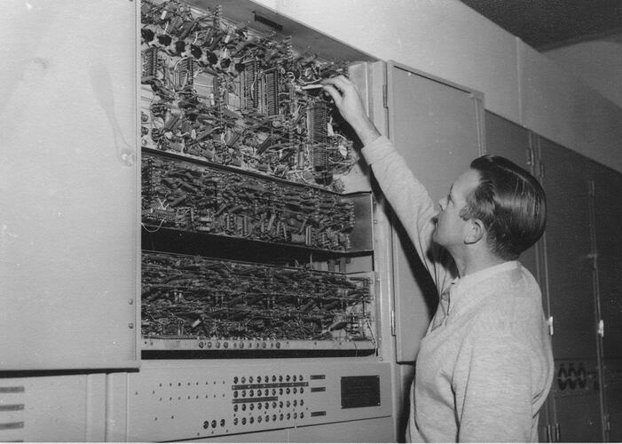 Ron Bowles adjusting main clock