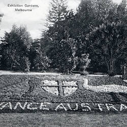 Postcard - 'Advance Australia', Carlton Gardens, Melbourne, circa 1917