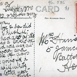 Postcard - Southern Facade, Exhibition Building, VSM Series, Melbourne, circa 1908 (Reverse)