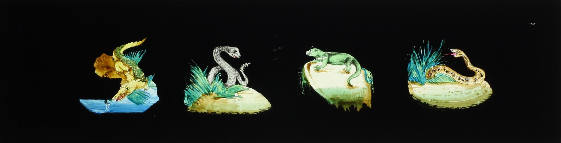 Lantern Slide - Four Reptiles, 1820-1860