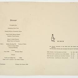 Menu - SS Stratheden, P&O Line, Dinner, 19 Aug 1963