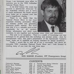 White page with black printed text and photograph of man.