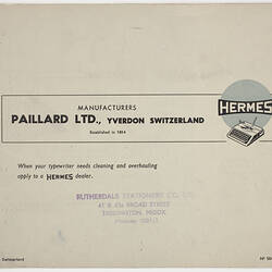 Booklet - Instruction, Hermes Polyglot 2000 Typewriter, 1952