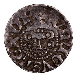 Coin, round, a crowned bust of the King facing within a beaded circle; around; HENRICVS REX III.