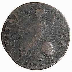 Coin - Halfpenny, George III, Great Britain, 1772 (Reverse)