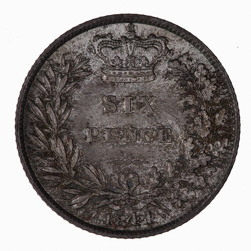 Coin - Sixpence, Queen Victoria, Great Britain, 1844 (Reverse)